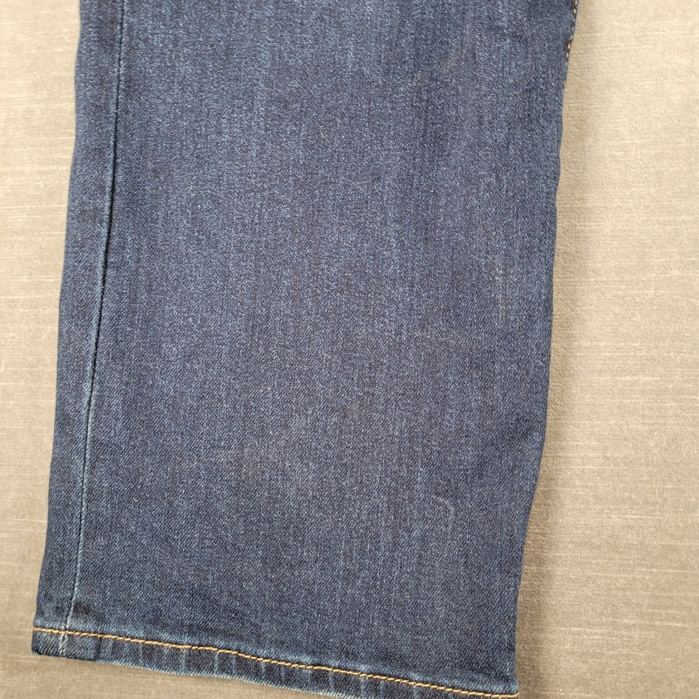 Levi's Ribcage Straight Ankle Jeans Button Fly‎ Distressed Dark Wash Denim Sz 32 - Picture 13 of 15